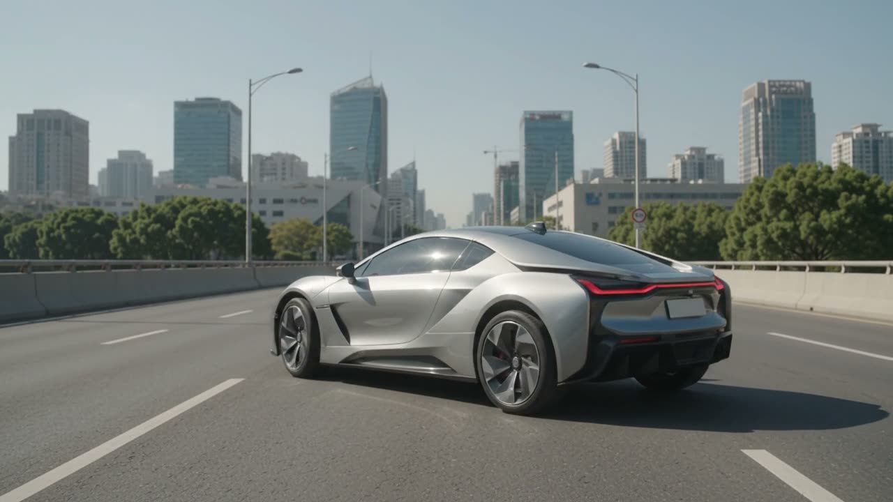 After the flight, the car continues on an open road.